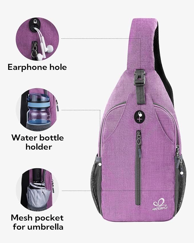WATERFLY Small Hiking Sling Bag: Crossbody Sling Backpack Chest Bag Daypack - Image 3