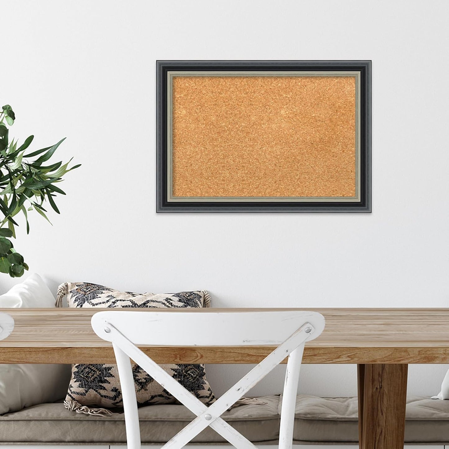 Amanti Art Natural Cork Board for Wall, 15x21 Vision Board with Black Wood Frame, Small Corkboard Office Decor for Home Organization, Modern Corkboard Pinboard to Display Items for Home Organization