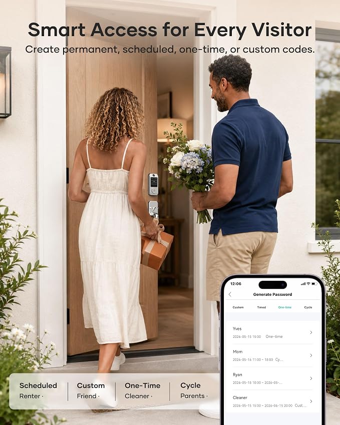 Wi-Fi Smart Front Door Lock Set, Keyless Entry Deadbolt Handle Set Built-in - Image 7