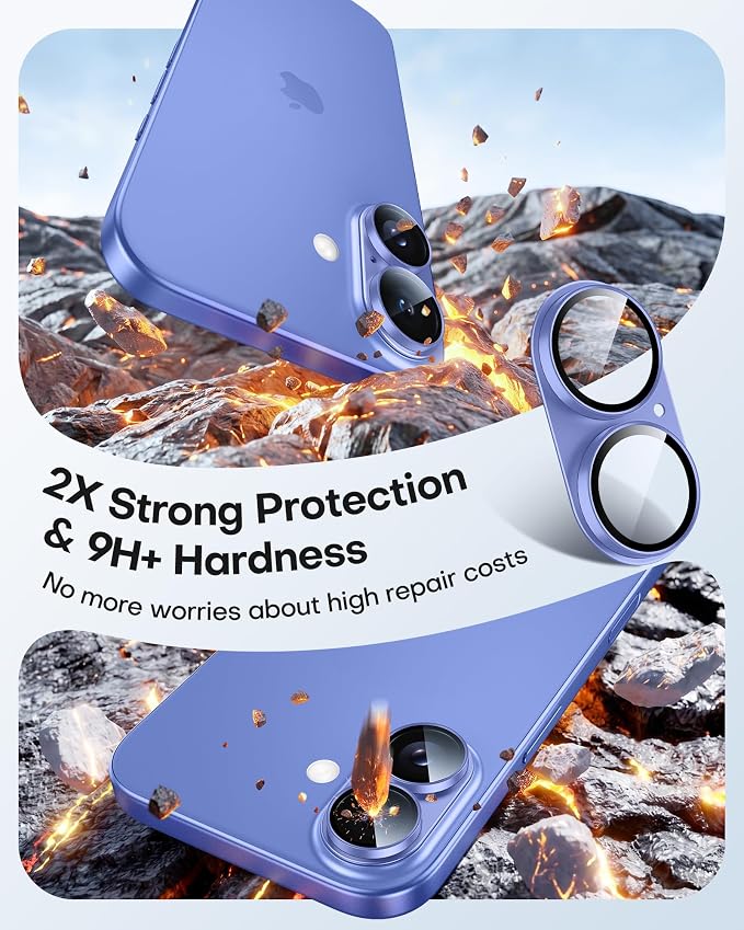 TAURI 2 Pack for iPhone 16/16 Plus Camera Lens Protector, Full Coverage - Image 3