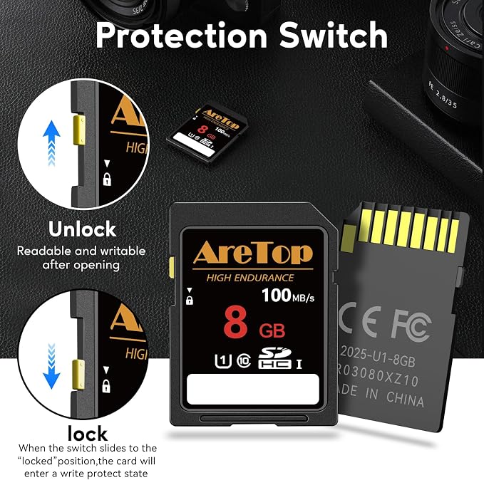 AreTop SD Card 8GB, 5 Pack UHS-I Class 10 SDHC Memory Card, 5 Pack 8GB Full HD - Image 6