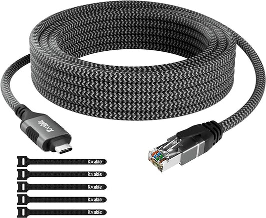 USB C to Ethernet Cable 50FT, Type C to RJ45 Cord, Gigabit Directly Connected by Kxable