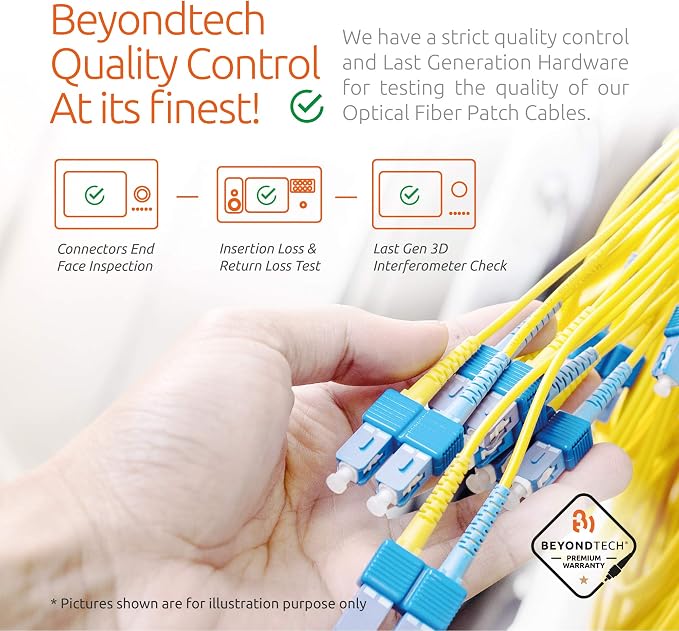 BEYONDTECH 5m LC to SC Fiber Patch Cable – UPC Single-Mode Duplex Fiber Optic - Image 6