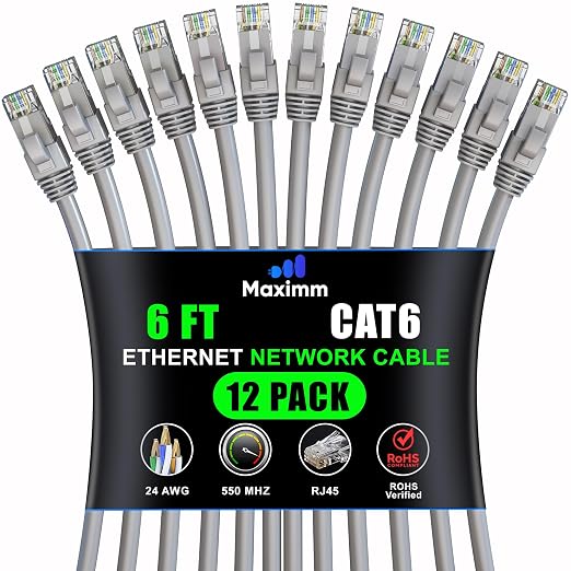 Maximm Cat 6 Ethernet Cable - 6 ft - High-Speed LAN by MaximmCable