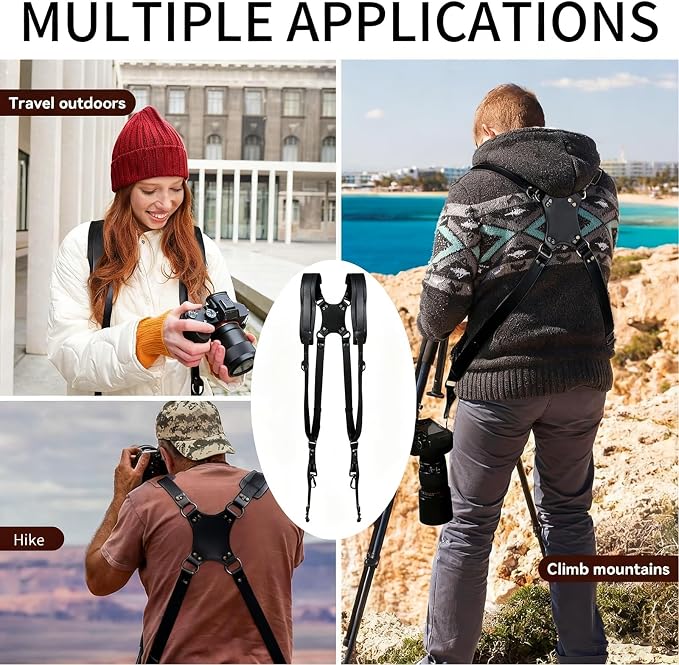 Camera Harness, Leather Dual Camera Strap - Image 5