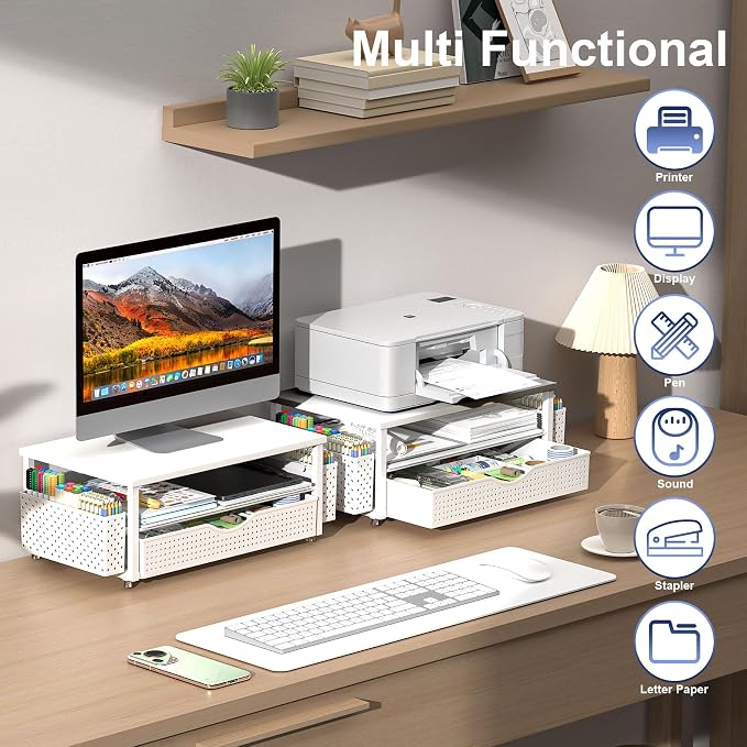 Spacrea Desk Organizer and Accessories, Computer Monitor Stand Riser - Image 5
