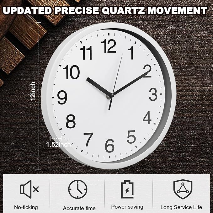 Inbagi 8 Pcs Wall Clock Large Silent Battery Operated Wall Clocks Modern Non - Image 5