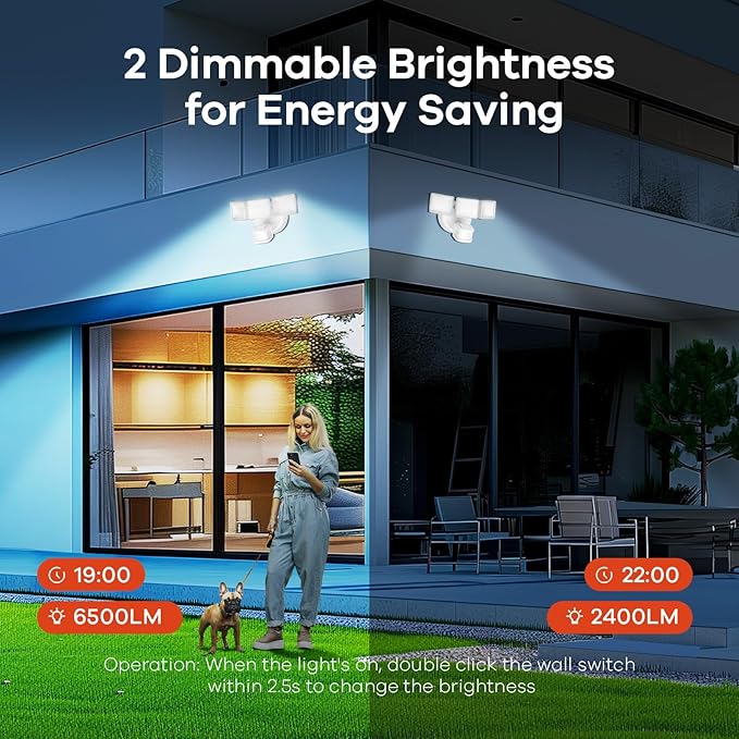 OREiN 42W 6500LM Motion Sensor Outdoor Flood Light, Hardwired LED Security Light - Image 6
