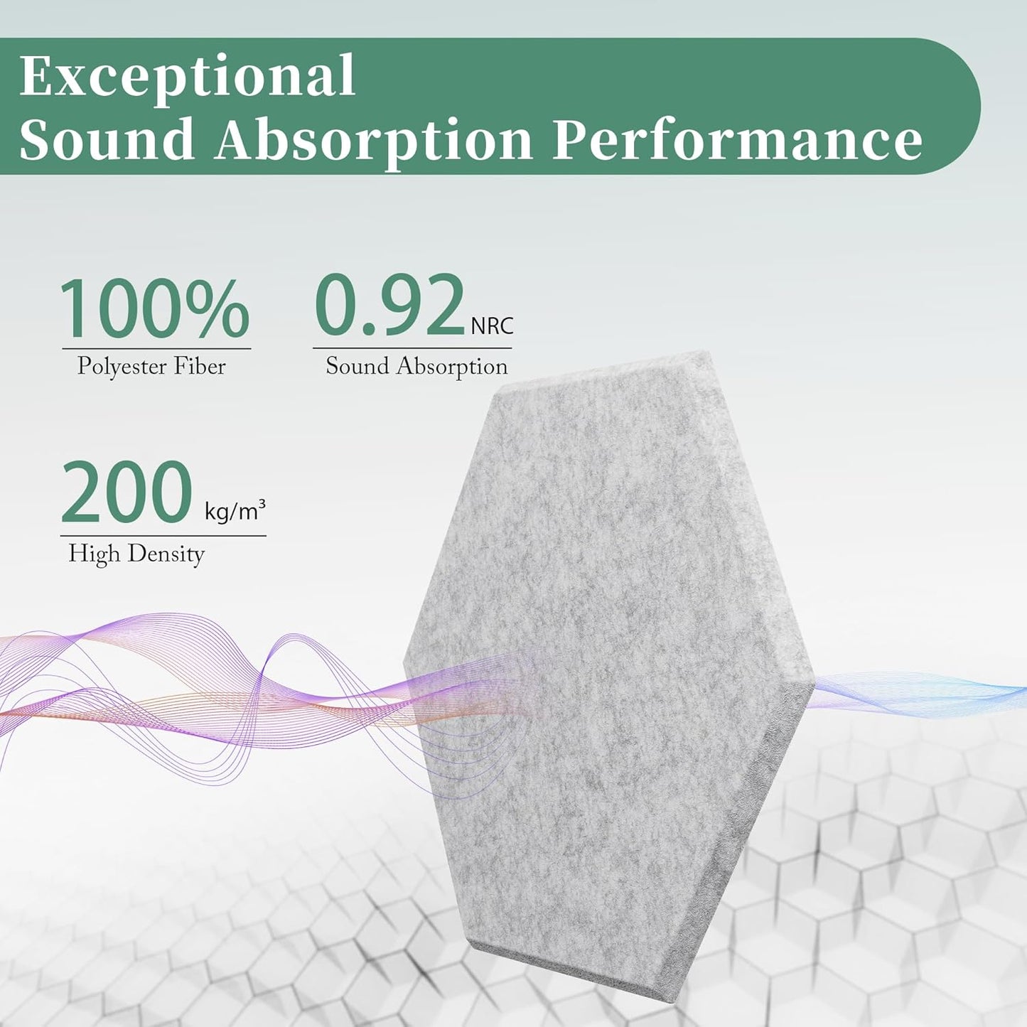 Hexagonal Acoustic Panels-18 Pack High-Density Sound Absorbing Panels 12"X10"X0.4" for Enhanced Noise Reduction, DIY Design, Idea for Studios, Offices, and Home Theaters(Silver Gray)