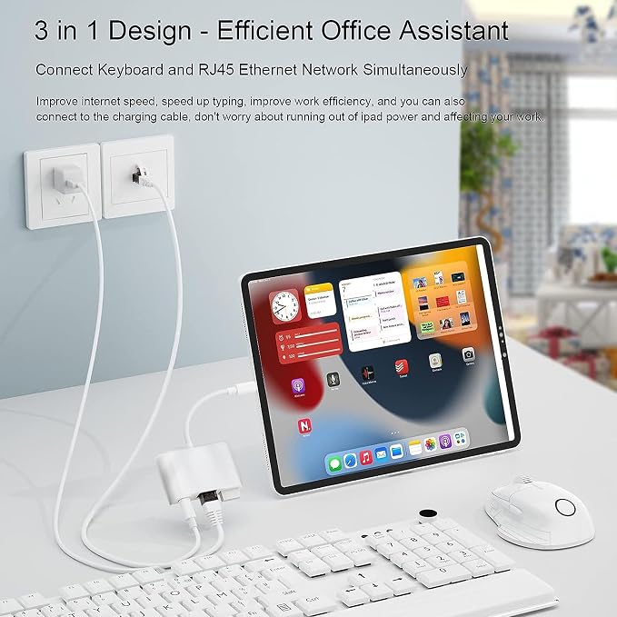 Lightning to RJ45 Ethernet Adapter, 3 in 1 USB to Lightning Adapter - Image 5