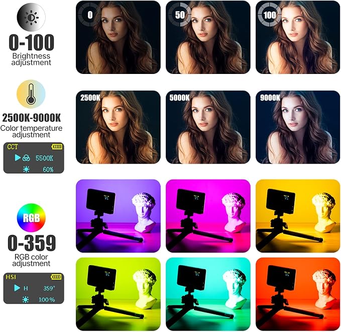 VIJIM VL120 RGB Video Light, Portable LED Camera Light Panel 0-360 Full Color - Image 2