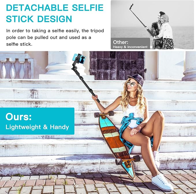 74" Flexible Phone Tripod, Tall Cell Phone Tripod - Image 5