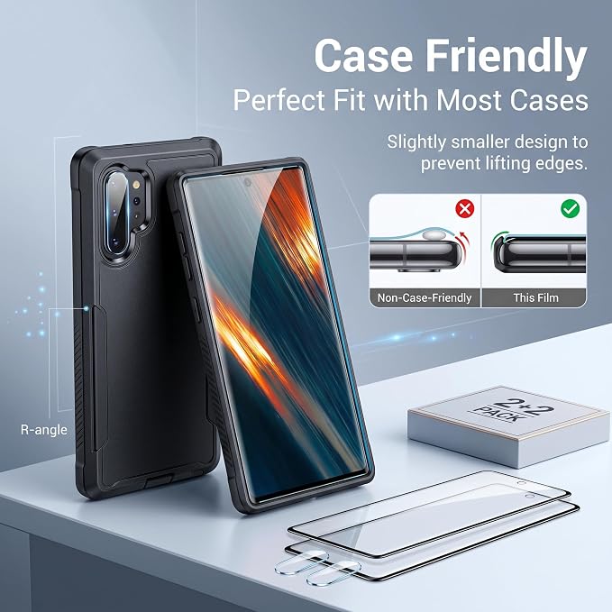 2 Pack Galaxy Note 10 Plus Screen Protector, HD Clear Tempered Glass, 2 Pack - Image 9