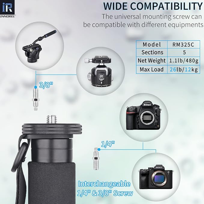 Carbon Fiber Camera Monopod INNOREL RM325C Professional Portable Compact - Image 2