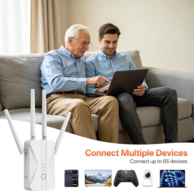 AC1200 WiFi Extender, Dual Band 5GHz & 2.4GHz WiFi Signal Booster, 3-in-1 - Image 3