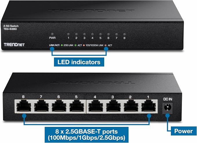 TRENDnet 8-Port 2.5Gb Multi-Gigabit Unmanaged Gaming Switch, 8 x 2.5GBASE-T - Image 13