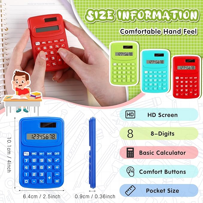 LEIFIDE 24 Pack Pocket Calculator Small Bulk Basic 4 Function Calculator 8 - Image 2