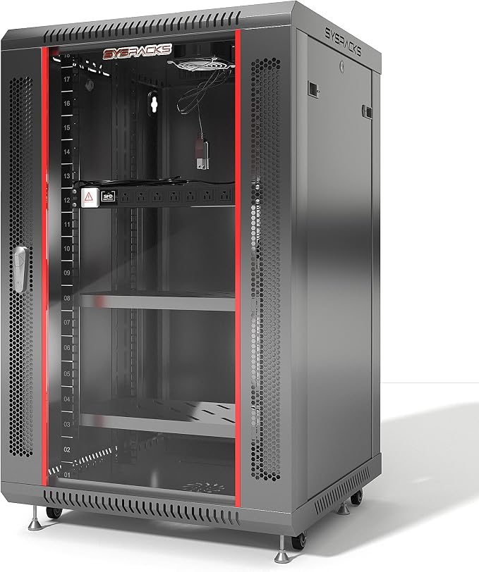 22U Wall Mount Server Rack Cabinet – 19" Network Rack Enclosure, PDU & Shelf by SYSRACKS