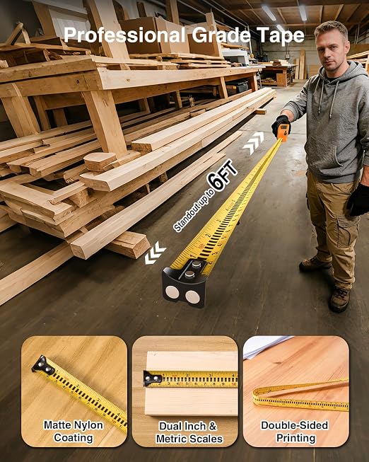 328Ft 3-in-1 Digital Laser Tape Measure Rechargeable Measuring Tool &16Ft - Image 3