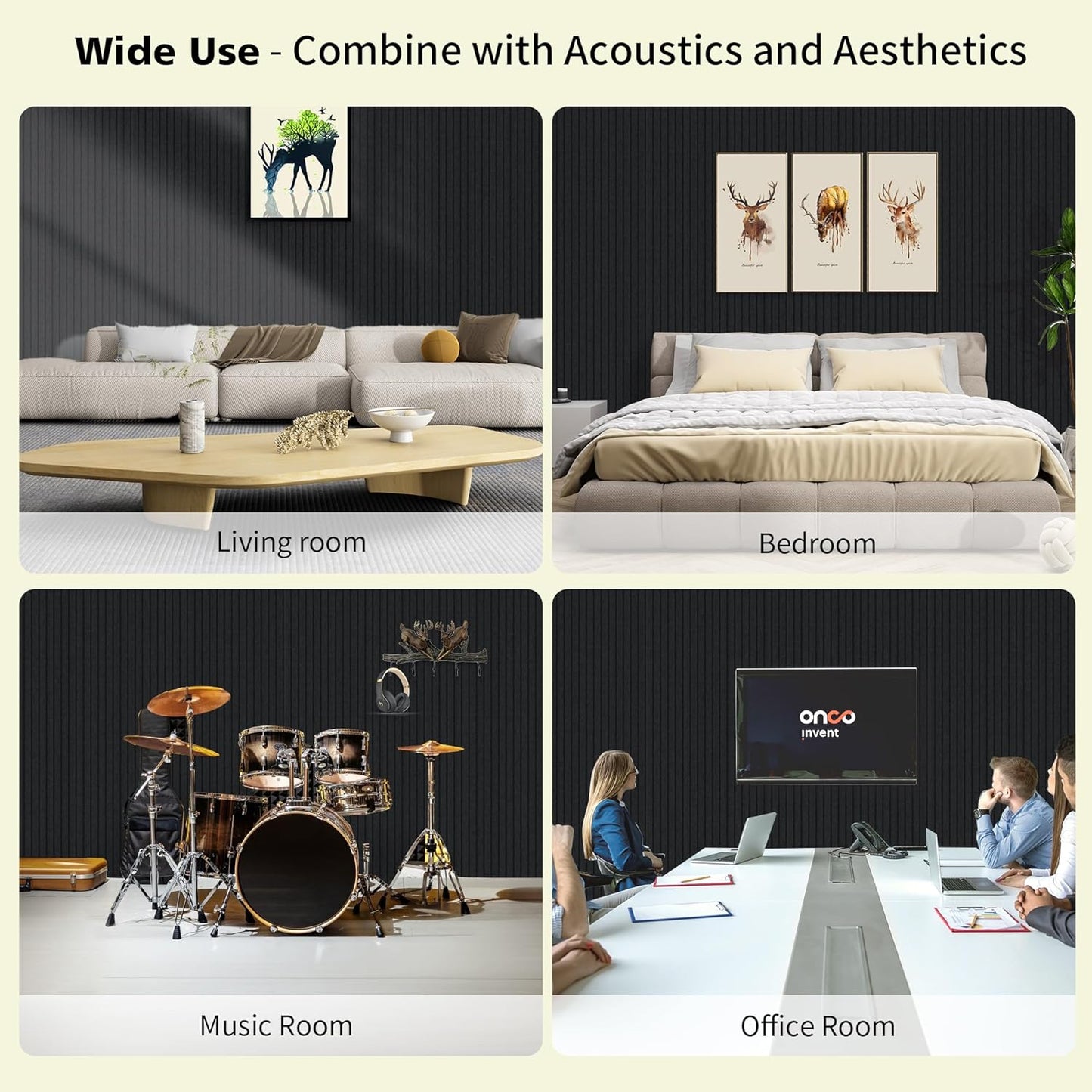 Acoustic Panels,5 Pack Sound Panels Noise Reducing for Walls,48"x24"x0.4" Soundproof Wall Panels,High-Density Acoustic Wall Panels,Decorative Wall Sound Absorbing Panel,Black