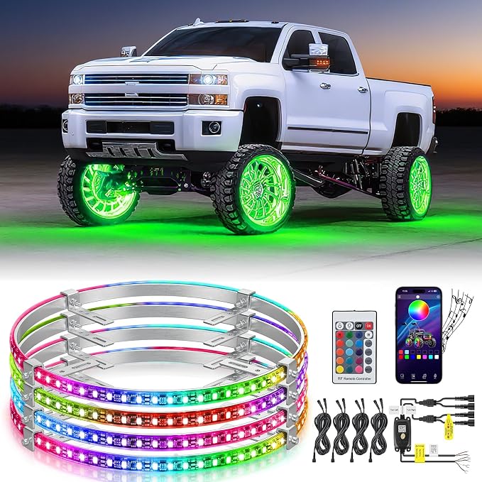 Nilight 4PCS 17.5inch LED Wheel Ring Lights RGB by Nilight