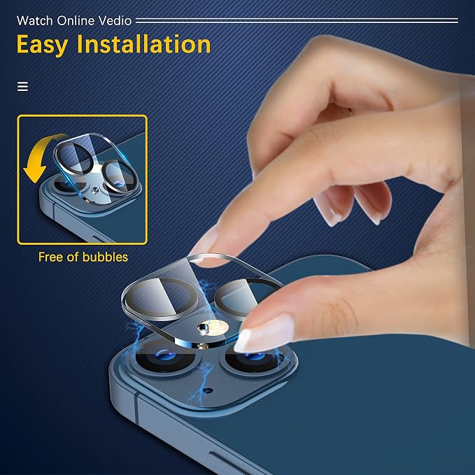 UniqueMe for iPhone 13 / iPhone 13 Mini Camera Lens Protector, Tempered Glass - Image 4