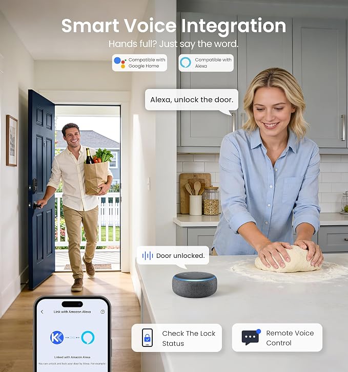 Veise VE027 Built-in Wi-Fi Smart Lock, Fingerprint Keyless Entry Front Door Lock - Image 10