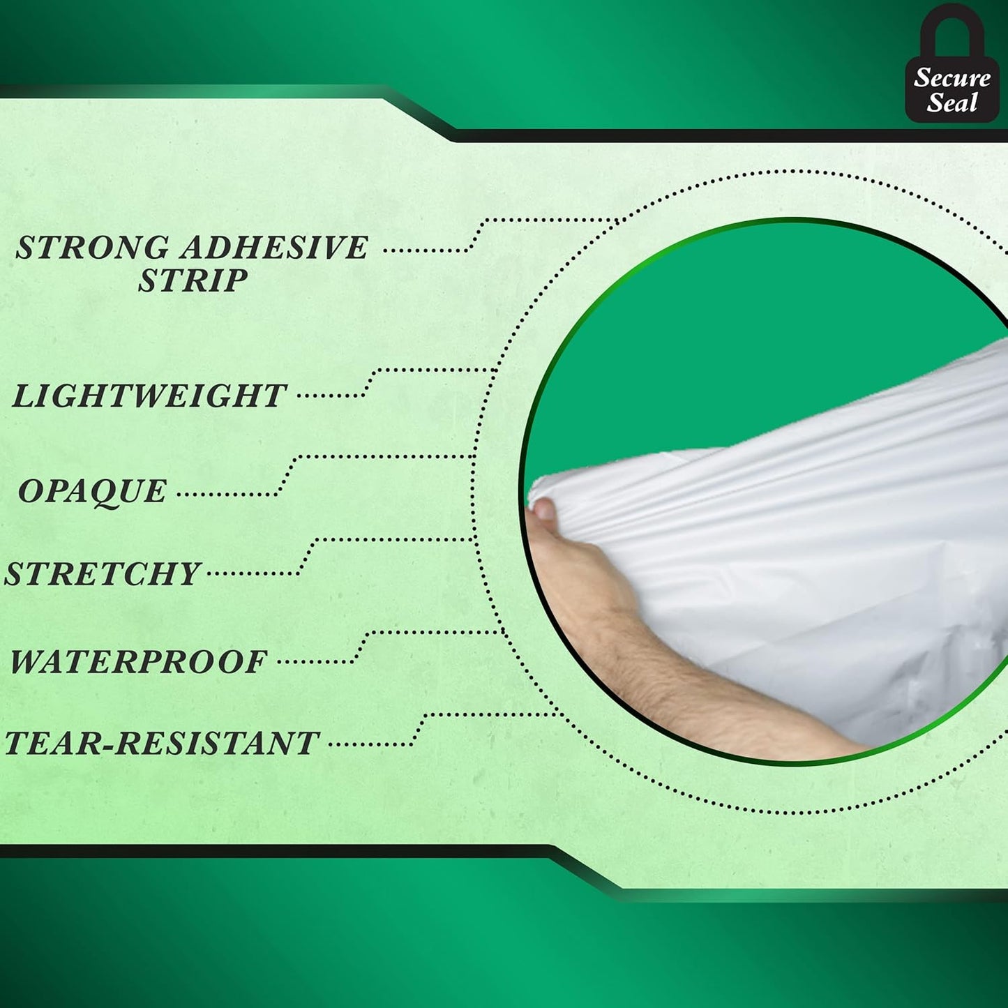 100 Pack Secure Seal White Poly Mailers - 14.5x19 Safe Shipping Bags - E-Commerce Self Sealing 2 Mil Poly Envelopes