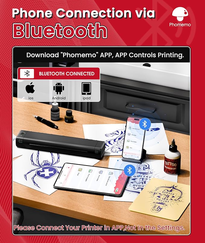 Phomemo Tattoo Stencil Printer, M08F Wireless Thermal Tattoo Printer - Image 3