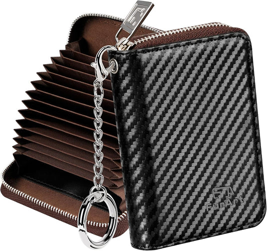 FurArt Zipper Wallet Women, RFID Blocking Credit Card Wallet, Business Card Holder, Compact Size KeyChain Wallet