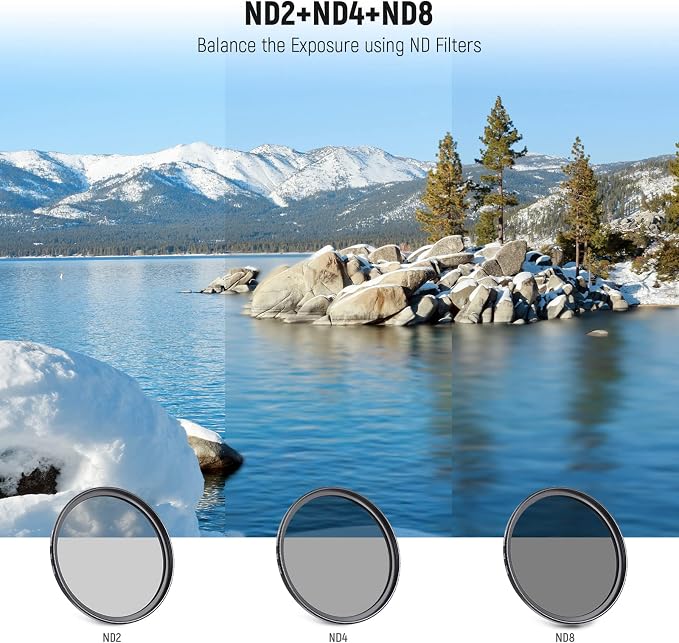 NEEWER 52mm ND Lens Filter Kit: UV, Lens Hood and Lens Cap Compatible - Image 2