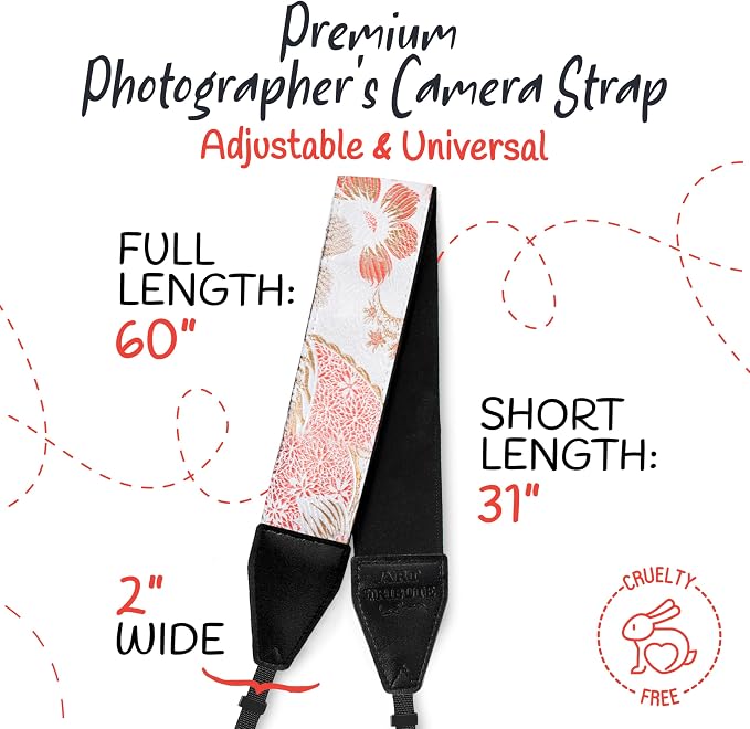Art Tribute Camera Strap, Vintage Embroidered Neck Shoulder & Crossbody Camera - Image 5