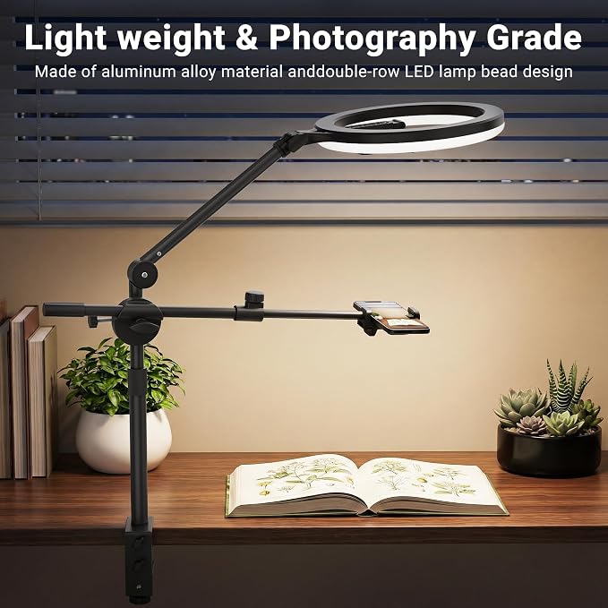 11" Ring Light with Stand, Featuring Overhead Phone Mount and Desk Ring Light - Image 6