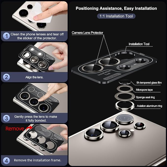 WSKEN for Samsung Galaxy S24 Ultra Camera Lens Protector, Ultra Thin Scratch - Image 6