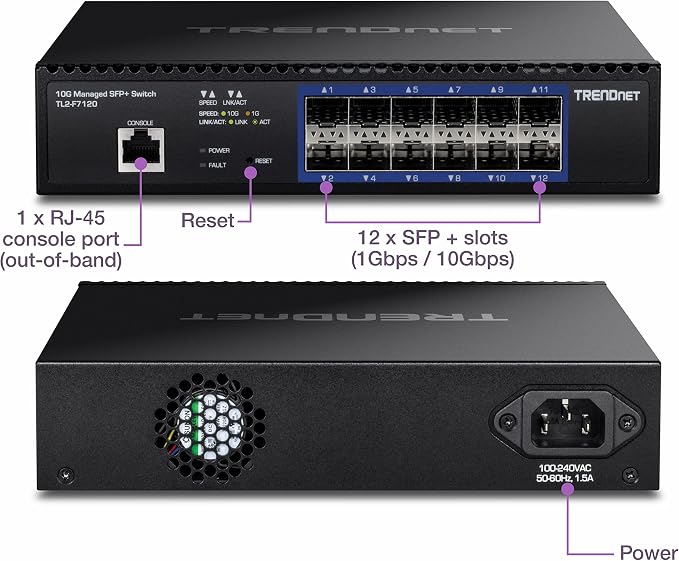 TRENDnet 12-Port 10G Layer 2 Managed SFP+ Switch, 12 x 10G SFP+ Ports, Ethernet - Image 6