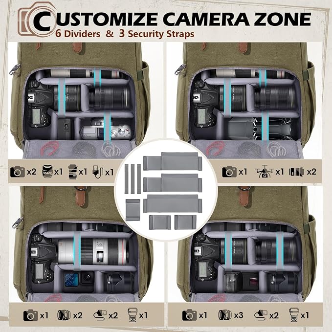 RAINSMORE Camera Bag Backpack for DSLR/SLR Mirrorless 15.6 Inch Laptop Camera - Image 4