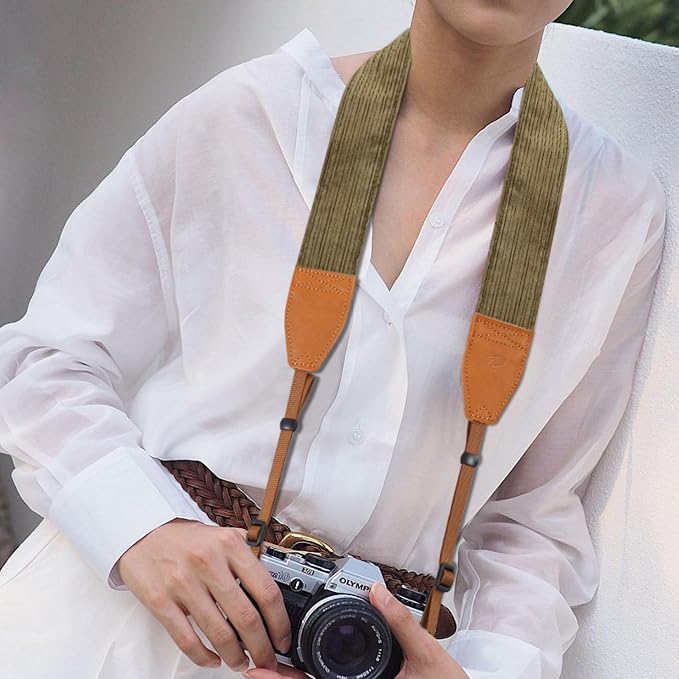 Padwa Lifestyle Olive Green Corduroy Camera Strap - Image 7
