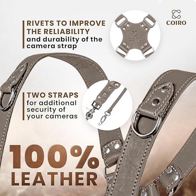 C Coiro Dual Camera Harness Shoulder Leather Camera Strap - Image 3
