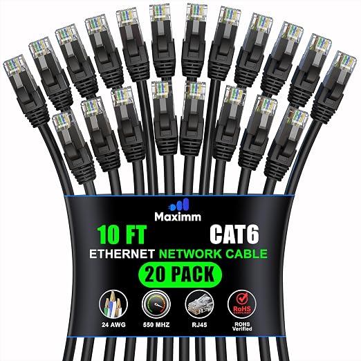 Maximm Cat 6 Ethernet Cable 10 ft by MaximmCable