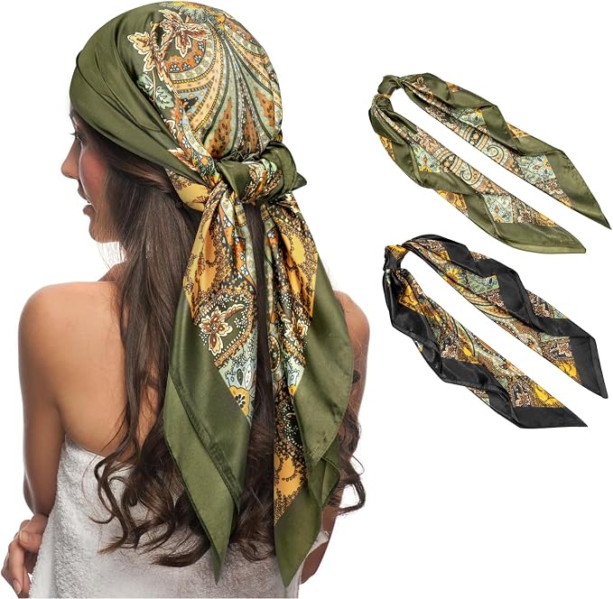 Senker Fashion 35" Head Scarf for Women, Pirate Costume Accessories Silk Red by SenkerFashion