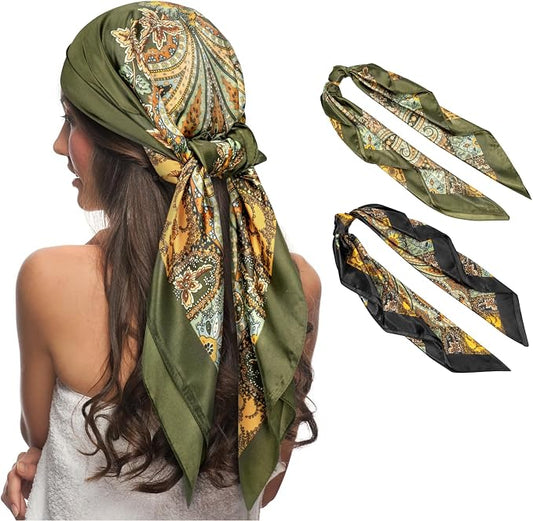Senker Fashion 35" Head Scarf for Women, Pirate Costume Accessories Silk Red by SenkerFashion