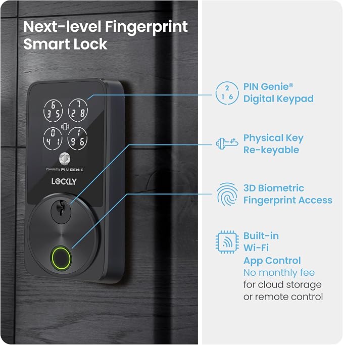 Lockly Secure Pro Smart Door Lock, Fingerprint Keyless Entry Door Lock - Image 2