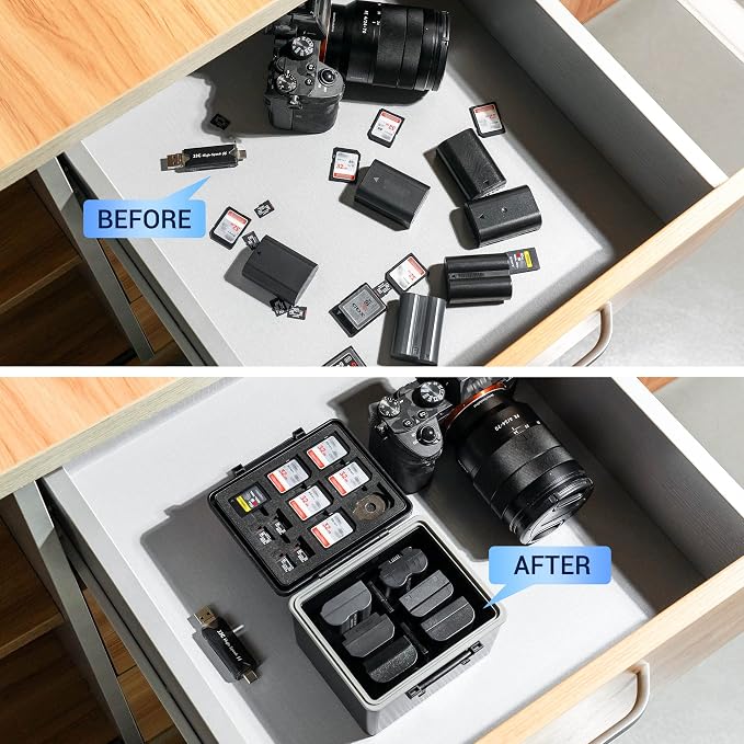 LP-E6 EN-EL15C NP-W235 FZ100 Camera Battery and Memory Card Case - Image 5