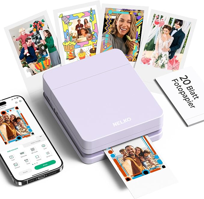 Nelko Photo Printer, 2x3 Portable Wireless Smartphone Printer, PP01 Mini Color by NELKO