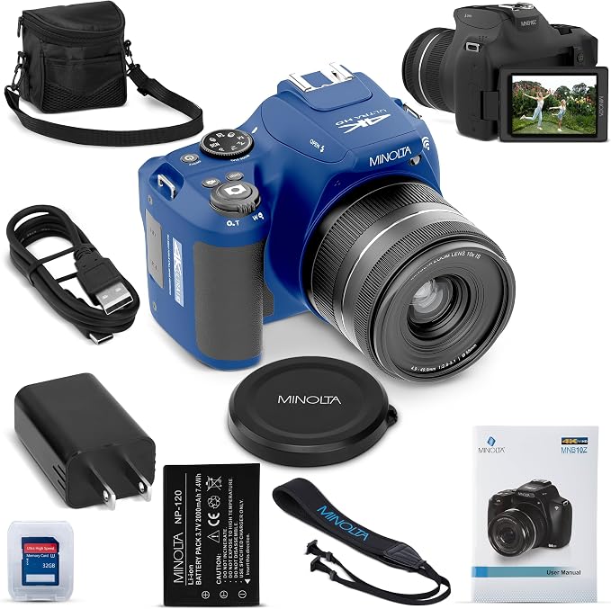 Minolta 64MP Digital Camera – 10x Optical Zoom, 4K Ultra HD Video, Macro by Minolta