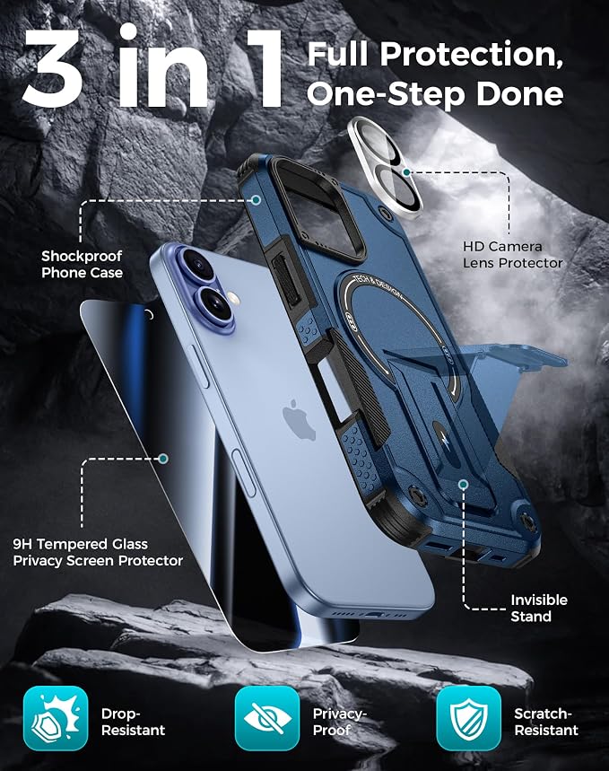 Goton for iPhone 17 Case with Privacy Tempered Glass Screen Protector & Camera - Image 3