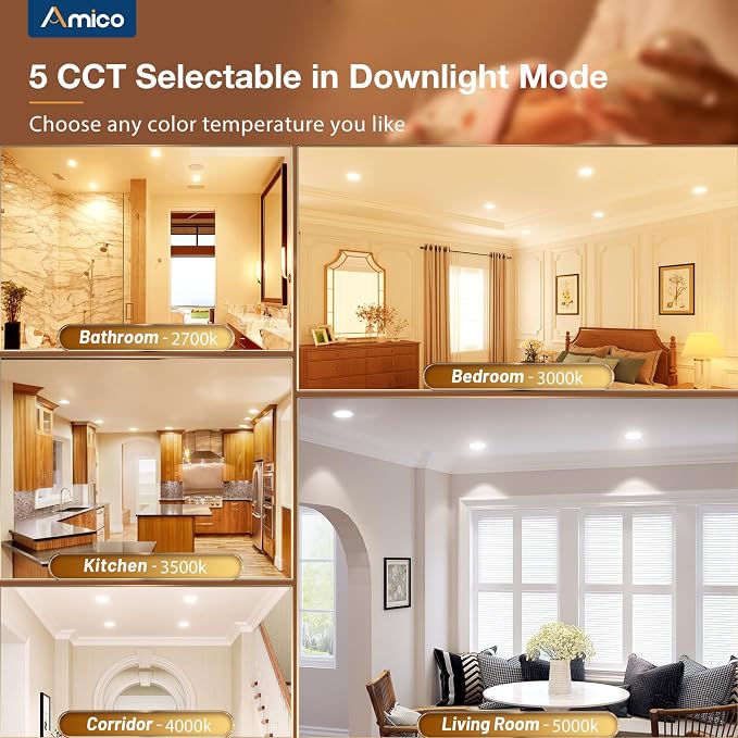 Amico 12 Pack 3 Inch 5CCT LED Recessed Ceiling Light - Image 4