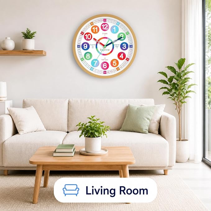 Roymnie Wall Clock Battery Operated Silent Non Ticking Teaching Time Analog - Image 7