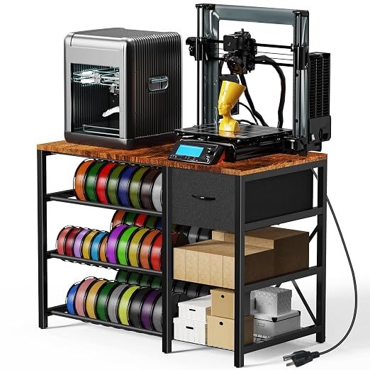 3D Printer Stand with Filament Storage Rack, 3D Printer Table with Power Outlet by GUULIBERA