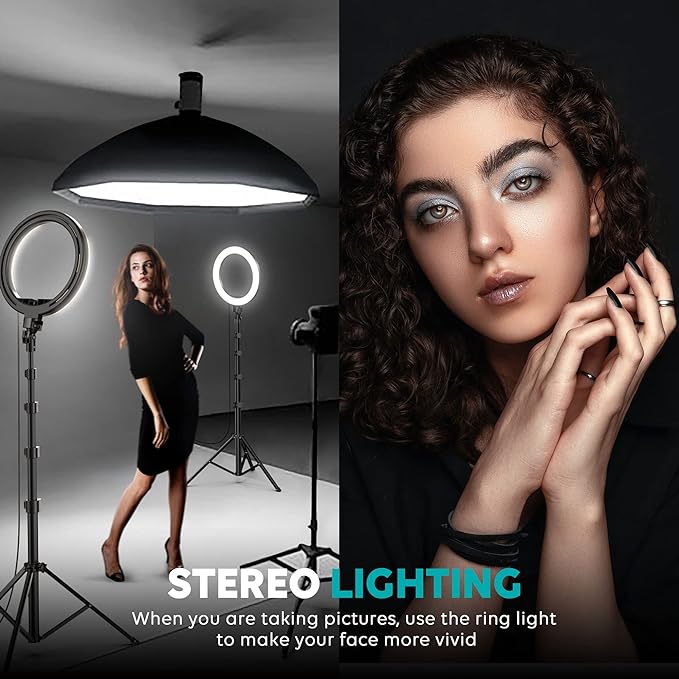 Weilisi 12'' Ring Light with Stand 72'' Tall & 2 Phone Holders, 38 Color Modes - Image 8